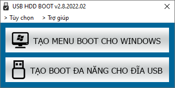 Giao diện chính của phần mềm USB HDD BOOT