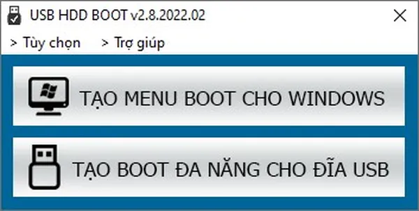 Giao diện chính của phần mềm USB HDD BOOT